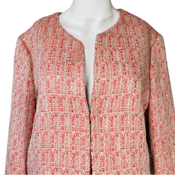 Anne Klein skirt set and blazer jacket midi tweed orange long sleeves size 14 /M - Picture 5 of 16